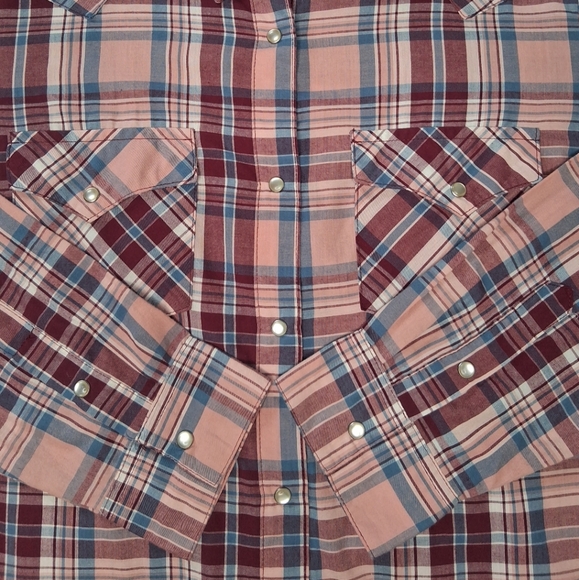 Wrangler Womens Pearl Snap Button Up Shirt Multicolor Plaid Cowgirl Rodeo XL - Picture 6 of 13